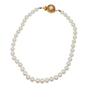 Vintage Bright White Faux Pearl Knotted Necklace